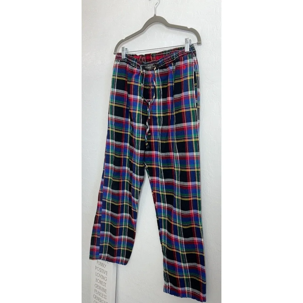 Polo Ralph Lauren plaid cotton pajama pants L drawstring elastic waist lounge